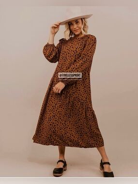 Mustard & Black Midi Dress